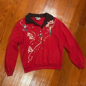 Red Holiday Collared Sweater